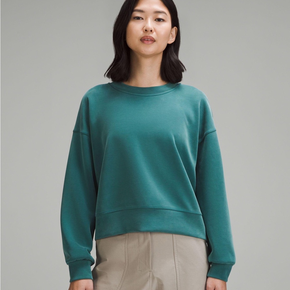 BNWT Perfectly Oversized Cropped Crew Storm Teal (6)